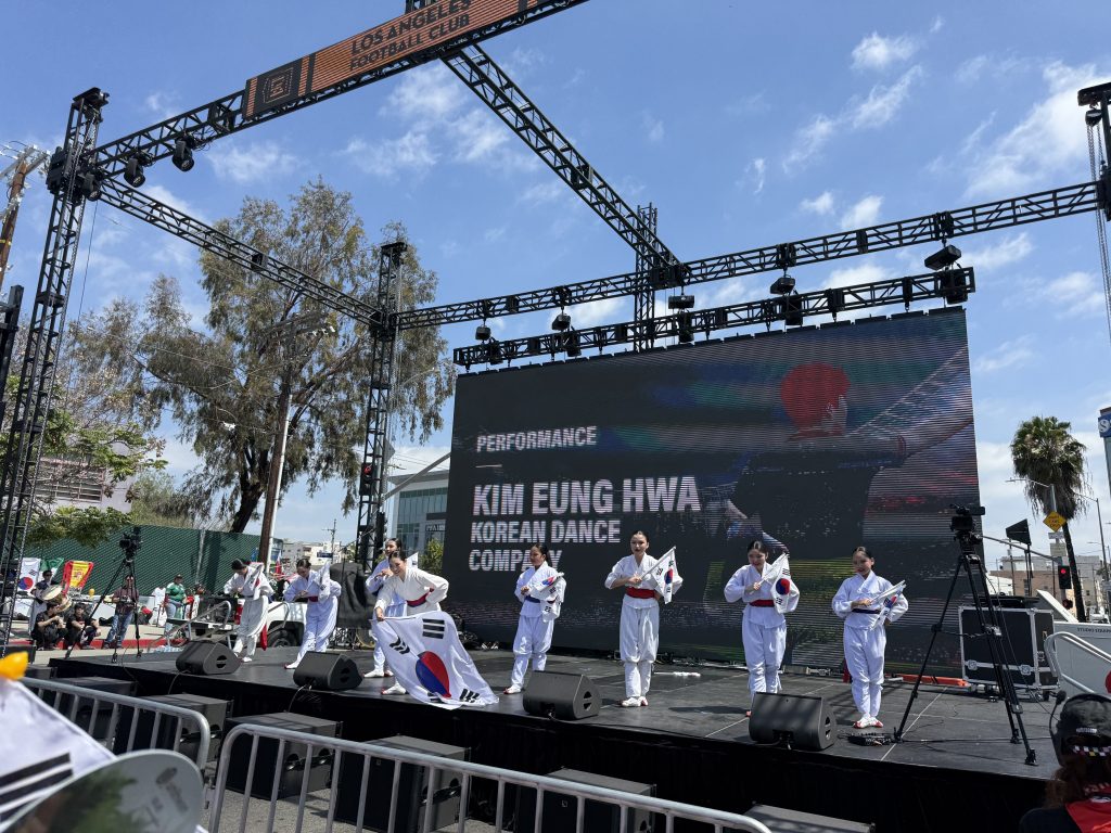 Kim Eung Hwa Korean Dance Company on the World Cup watch party performance stage
